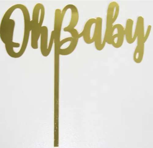 Oh Baby Acrylic Cake Topper - Gold